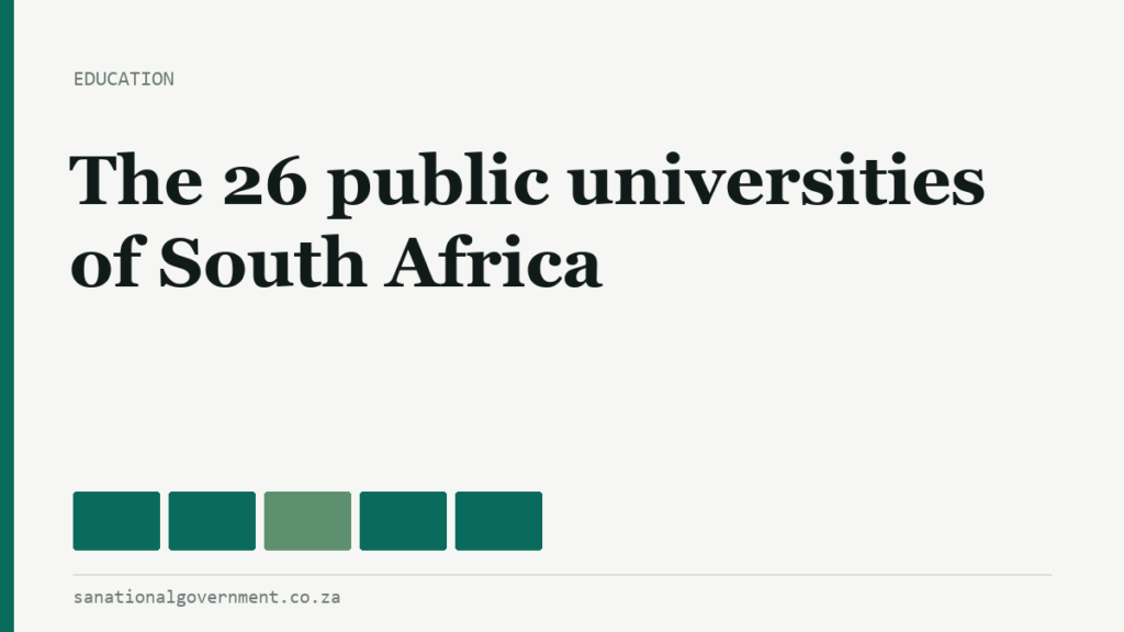 The 26 public universities of South Africa