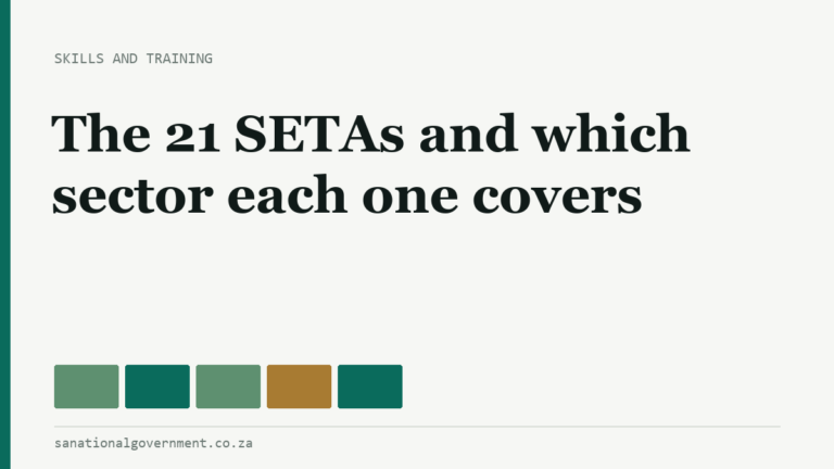 The 21 SETAs and which sector each one covers